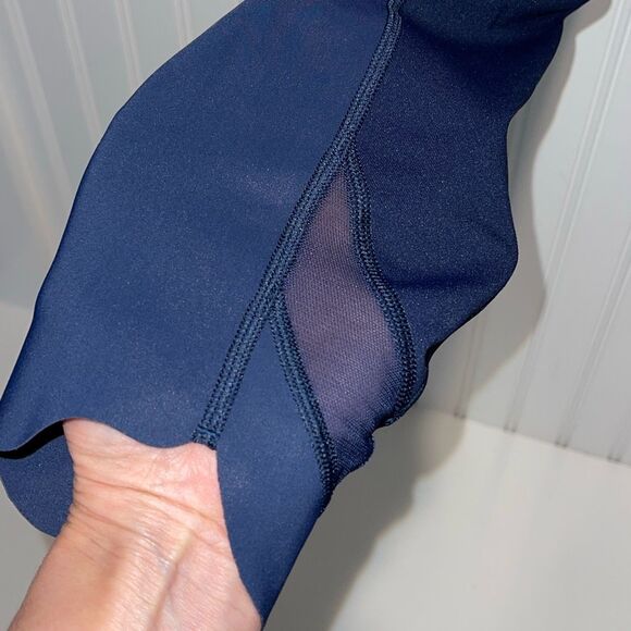 Lululemon‎ Womens Wunder Under Crop High-Rise Roll Down Scallop Leggings Navy XS - Picture 5 of 9